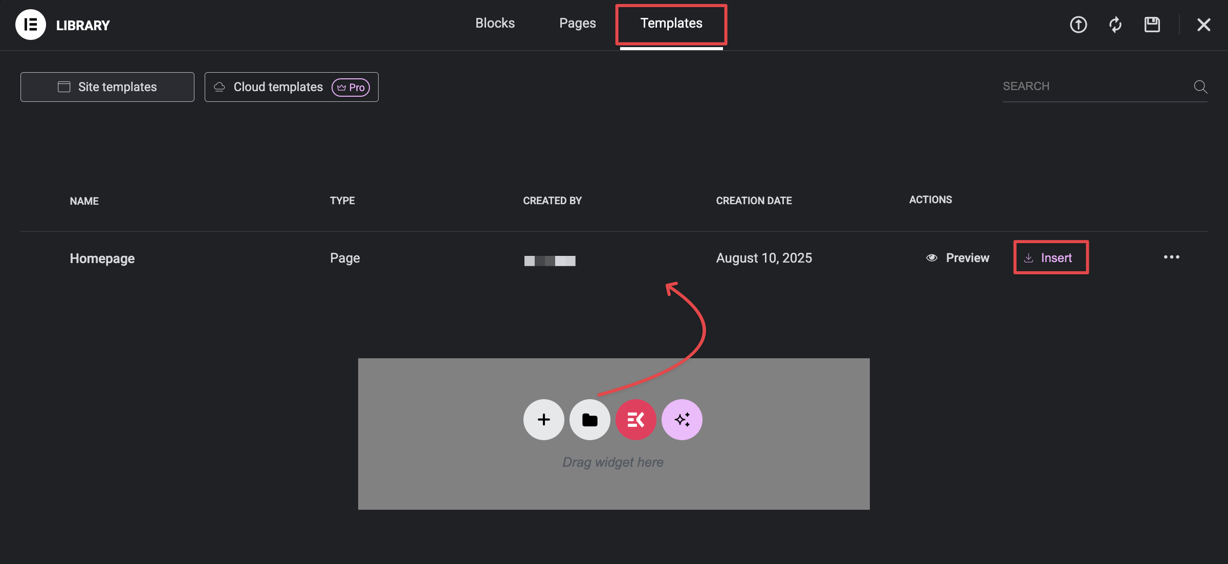 Screenshot demonstrating how to use ElementorKit templates to quickly build and customize WordPress pages with pre-designed layouts.